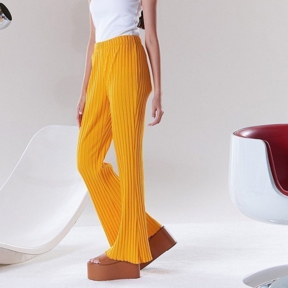 Simon Miller Rib Alder Wide Leg Cropped Pants in Cyrene Orange XS Stretch Comfy - Picture 3 of 10